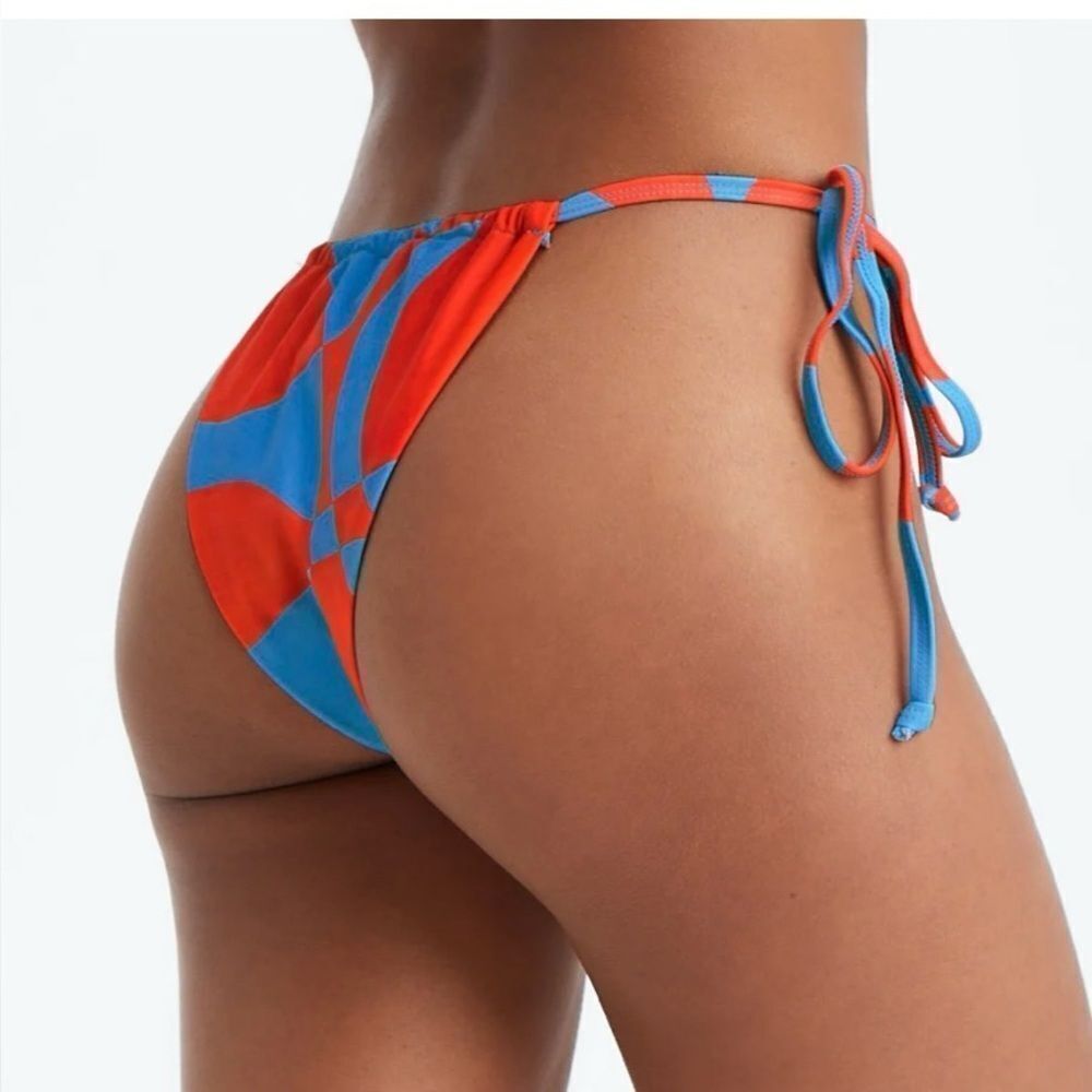 Fabletics Geometric Orange and Blue Bikini bottoms Medium